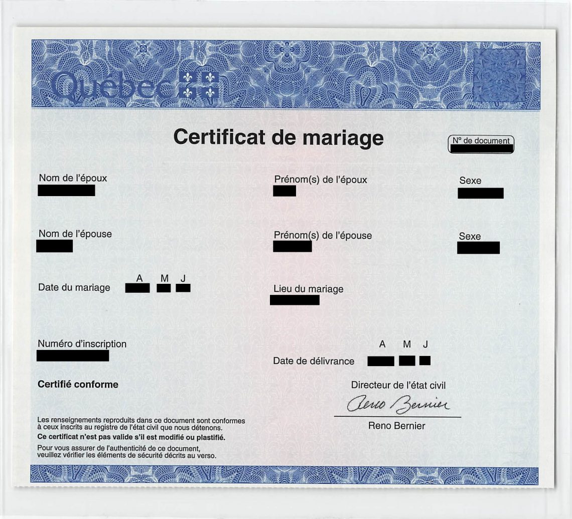 Le certificat de mariage, tout comme la copie d'acte de mariage servent à prouver le mariage. Il existe quelques différences entre les deux documents.