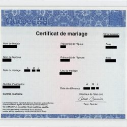  Le certificat de mariage, tout comme la copie d